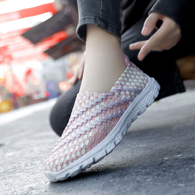 Damen Bequeme Slip-On Sneakers mit atmungsaktiver Faserstruktur
