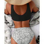 Damen Hochtailliertes Bikini-Set mit strukturiertem Oberteil