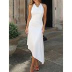 Damen asymmetrisches Halterkleid mit Rüschendetails R&B