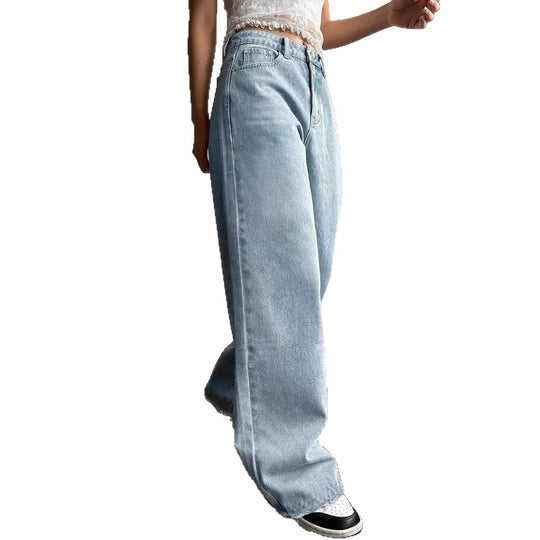 Damen Weite Jeans mit lässigem Schnitt und fransigen Säumen R&B