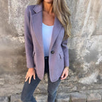 Damen elegante Wolljacke mit doppeltem Knopf R&B