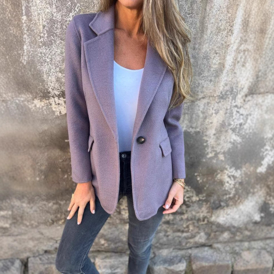 Damen elegante Wolljacke mit doppeltem Knopf R&B