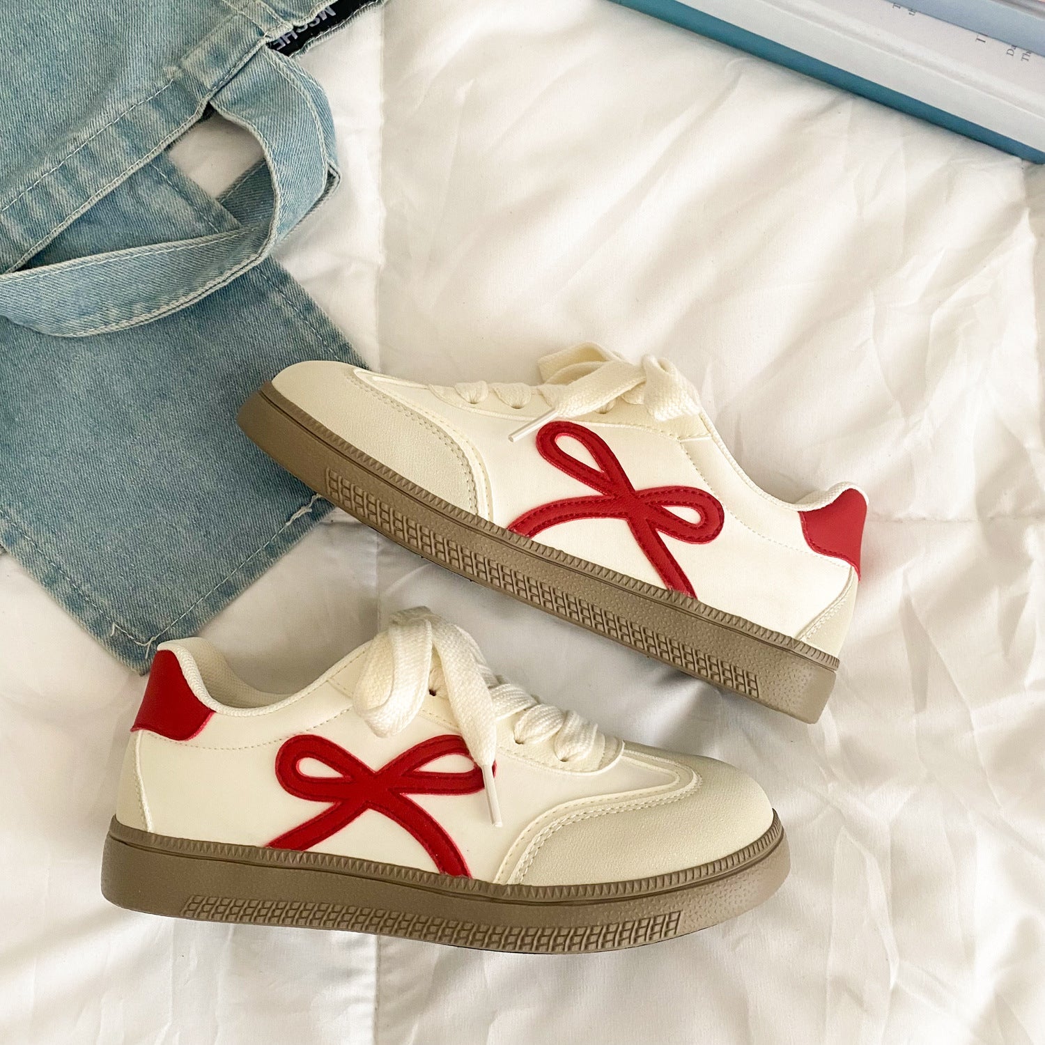 Damen Sneakers mit verspieltem Schleifen-Design und bequemer Sohle R&B
