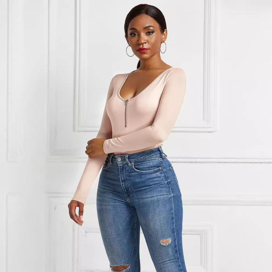 Damen Eleganter Langarmbody aus angenehmem Stretchmaterial R&B