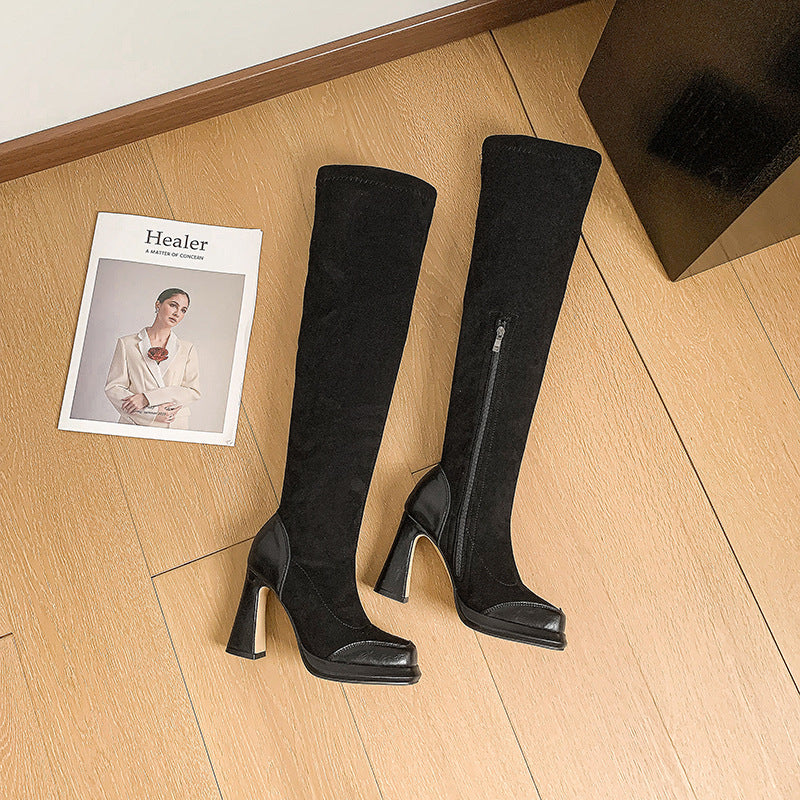 R&B | Über-die-Knie-Stiefel mit Blockabsatz