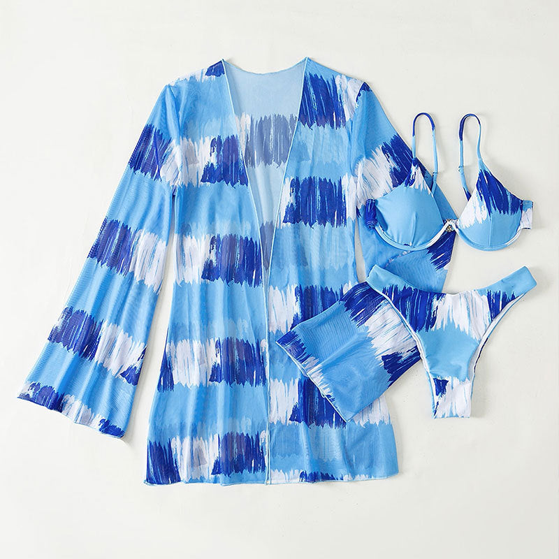 Damen Bikini-Set mit elegantem Cover-Up und verführerischem V-Ausschnitt R&B
