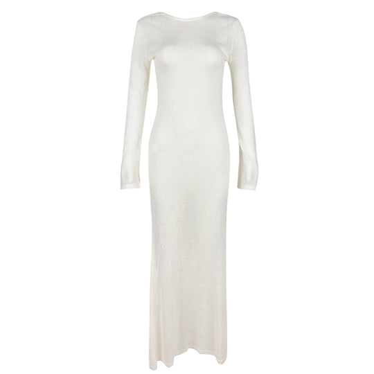 Damen Strick-Maxikleid mit langen Ärmeln und figurbetonendem Schnitt R&B