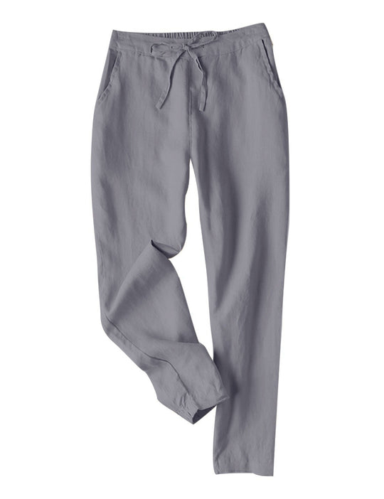 Damen Leichte Chinohose aus atmungsaktivem Leinenmix mit verstellbarem Bund R&B