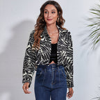Damen Modische Bluse mit tropischem Blattmuster und lässigem Schnitt R&B