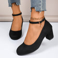 Damen nan elegante Riemchenpumps mit verstellbarem Knöchelriemen und breitem Blockabsatz R&B