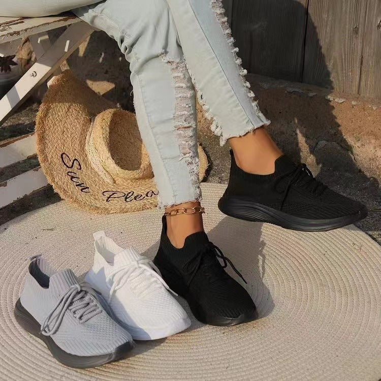 Damen Atmungsaktive Sneaker mit elastischem Strick-Obermaterial und stützendem Fußbett