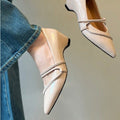 Damen elegante Slingback-Pumps mit modischen Querriemen und spitzem Fußbereich R&B