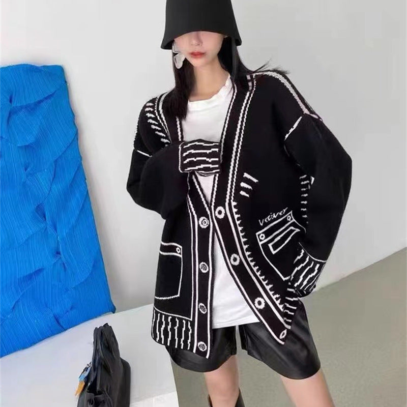 Damen Strickjacke mit kreativem Design und hochwertigen Knöpfen R&B
