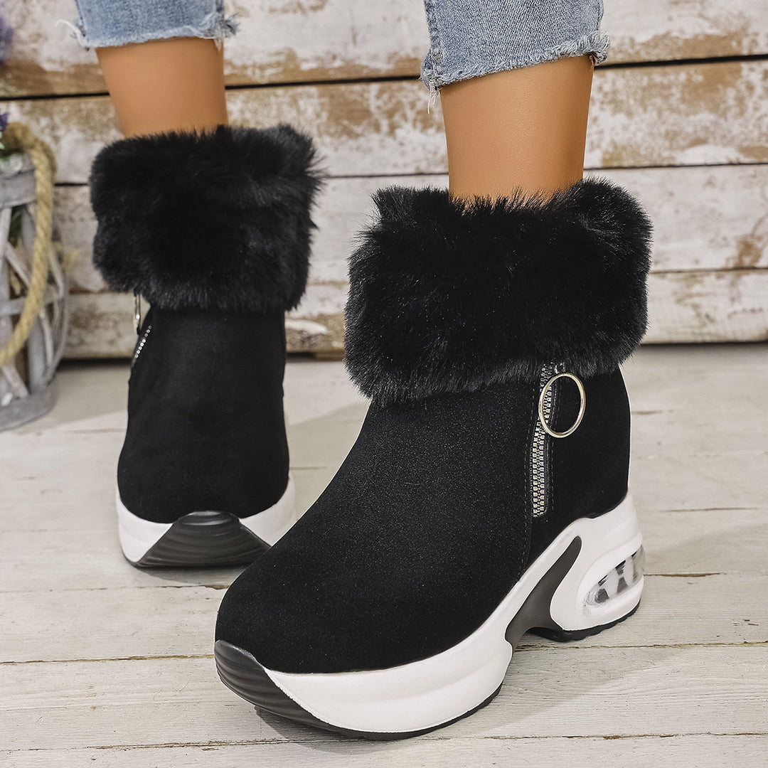 Damen Winterliche Sneaker-Stiefel mit flauschigem Kunstfellkragen und innovativer Sohle R&B