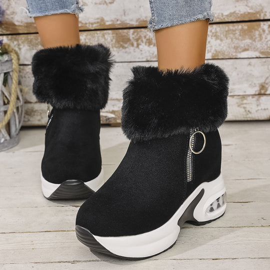 Damen Winterliche Sneaker-Stiefel mit flauschigem Kunstfellkragen und innovativer Sohle R&B
