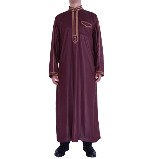 Herren traditionelles Langgewand mit dekorativer Stickerei und eleganter Knopfleiste R&B