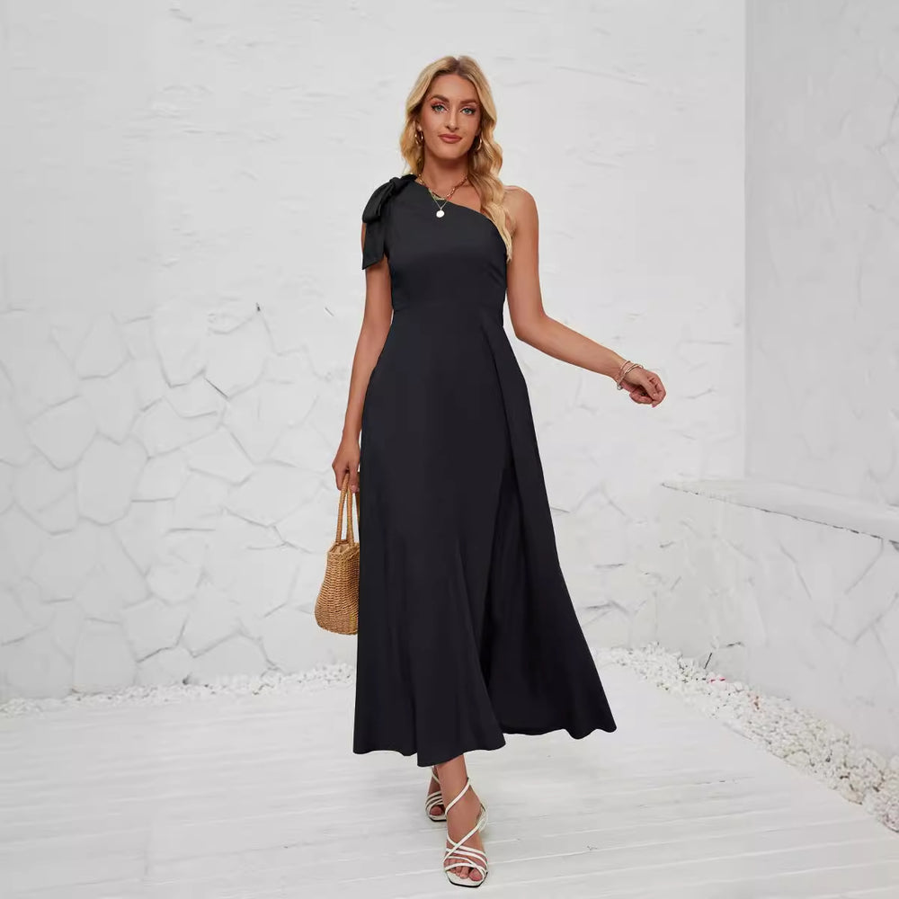 Damen Maxikleid mit asymmetrischem Design und Trägerdetail R&B