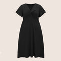 Damen Elegant geschnittenes Midikleid mit Knotendetail und kurzen Ärmeln R&B