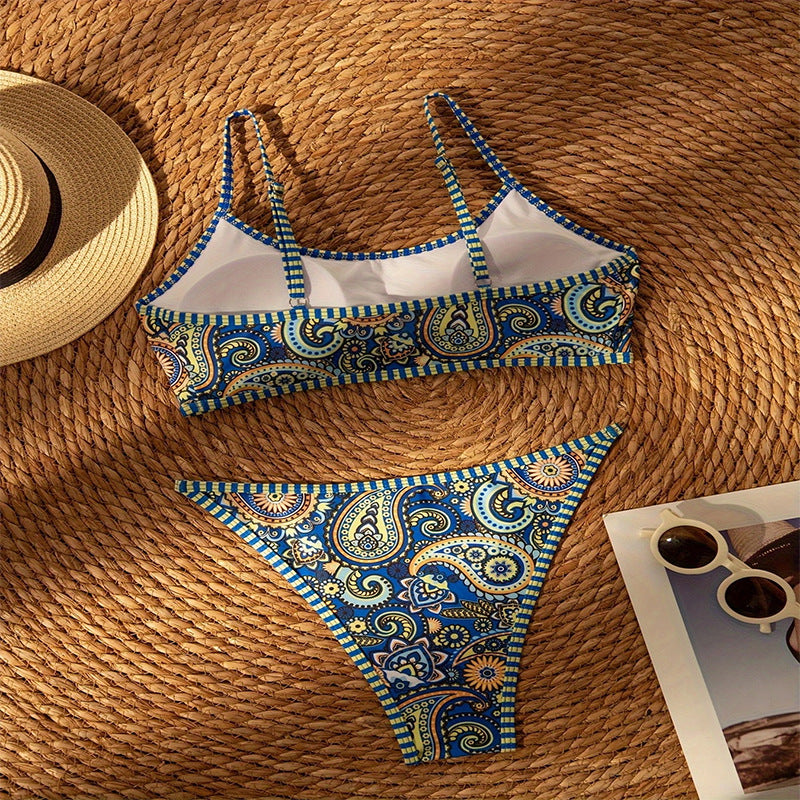 Damen Triangel-Bikini-Set mit verspieltem Muster und komfortablem Schnitt R&B