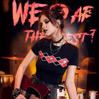 Damen Crop-Top mit kreativem Skeletthand-Motiv R&B