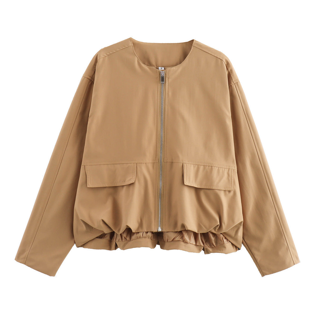 Damen modische Übergangsjacke mit großen Taschen und elastischem Bund R&B
