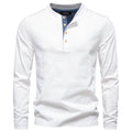 Herren Langarm-Henley-Shirt mit eleganten Druckknöpfen und bequemer Passform