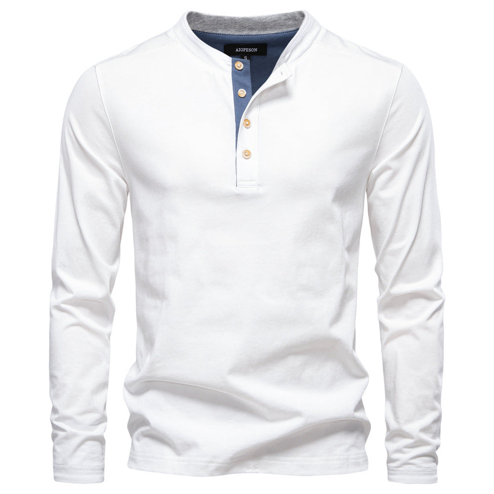 Herren Langarm-Henley-Shirt mit eleganten Druckknöpfen und bequemer Passform