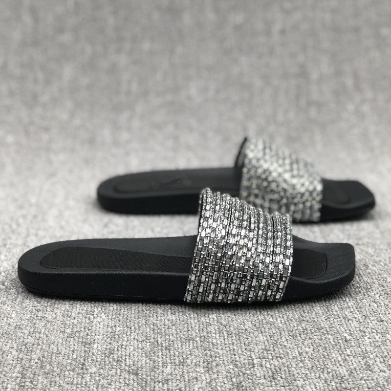 Damen Glamouröse Strandsandalen mit funkelndem Riemen EB