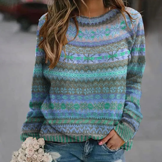 Damen Strickpullover mit kreativem Muster und lässigem Schnitt R&B