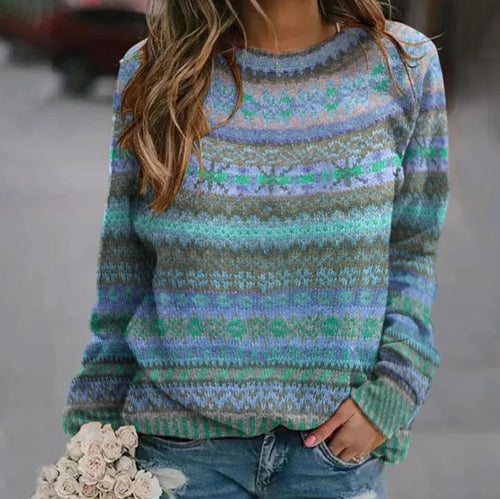 Damen Strickpullover mit kreativem Muster und lässigem Schnitt R&B