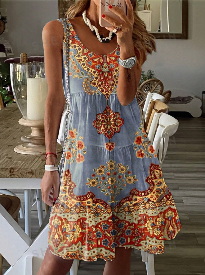 Damen Sommerkleid mit floralem Druck und fließendem Schnitt R&B