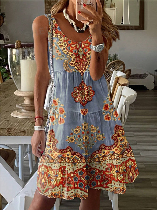 Damen Sommerkleid mit floralem Druck und fließendem Schnitt R&B
