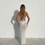 Damen figurbetontes Strickkleid mit transparenten Elementen R&B