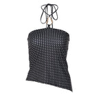 Damen Trägershirt mit asymmetrischem Schnitt und Punktmuster R&B