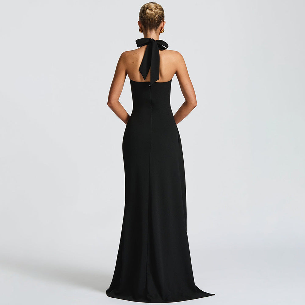 Damen Elegantes Halterneck Abendkleid mit seitlichem Schlitz R&B