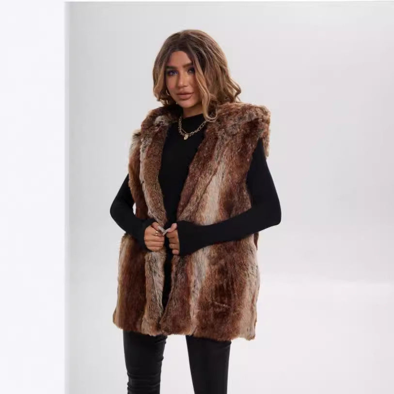 Damen Verspielt designte Fleece-Weste mit Kapuze R&B