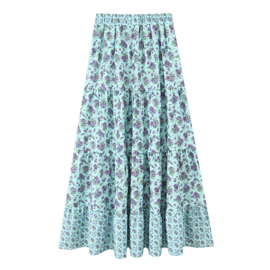 Damen Maxirock mit verspieltem Patchwork-Muster und voluminöser Silhouette R&B