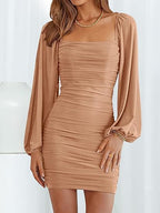 Damen Wickelkleid mit Puffärmeln R&B