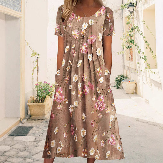 Damen Maxikleid mit floralem Design und praktischen Taschen Heidi-Mode