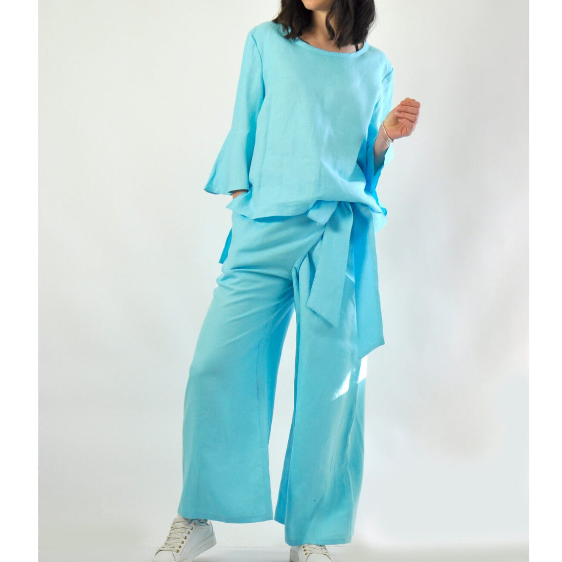 Damen lässiges Tunika- und Hose-Set mit eleganten Schößchen R&B