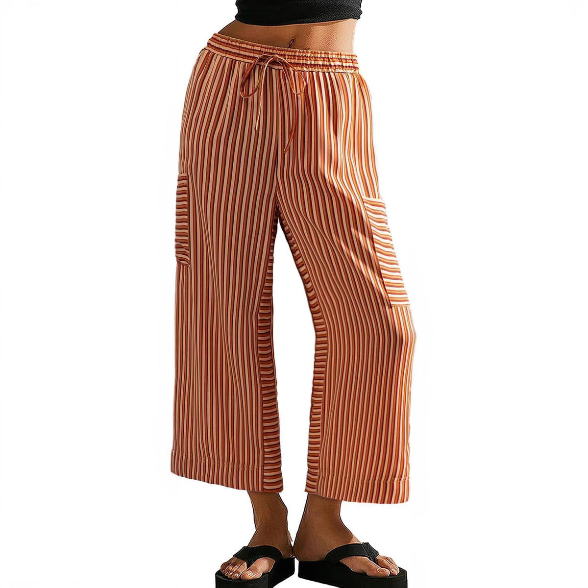 Damen gestreifte Weitbein-Hosen R&B