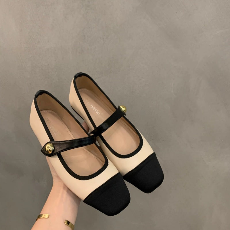 Damen elegante Ballerinas mit modischem Riemchen und dekorativem Knopf R&B