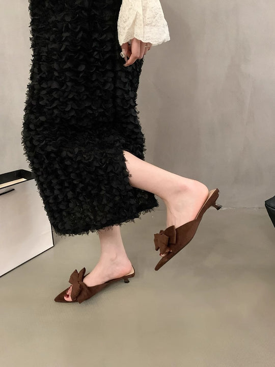 Damen elegante Mules mit Schleifenakzenten R&B