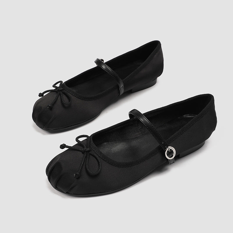 Damen Ballerinas mit verstellbarem Riemen und zierlichem Schleifendetail R&B