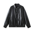 Herren elegante Kunstlederjacke mit elastischem Bund R&B