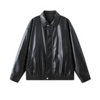 Herren elegante Kunstlederjacke mit elastischem Bund R&B