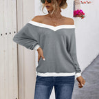 Damen Off-Shoulder Pullover im modernen Waffelstrick R&B