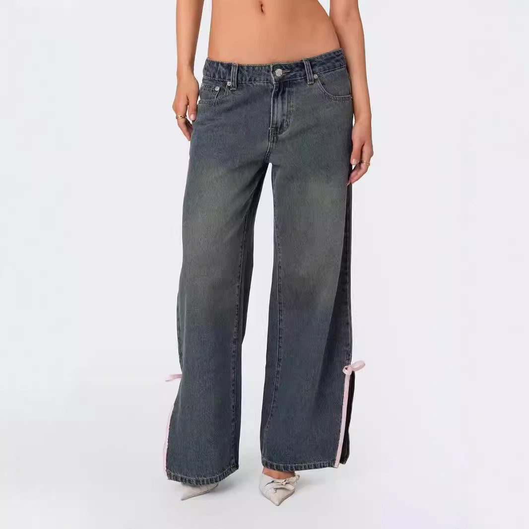 Damen Weite Jeans im lässigen Schnitt mit verstellbaren Beinen R&B