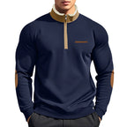 Herren nan Halbzip-Troyer mit Teddyfleece-Kragen und Leder-Ellbogenpatches R&B