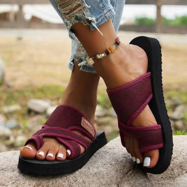Damen bequeme und stylische Zehentrenner-Sandalen mit verstellbaren Riemen R&B